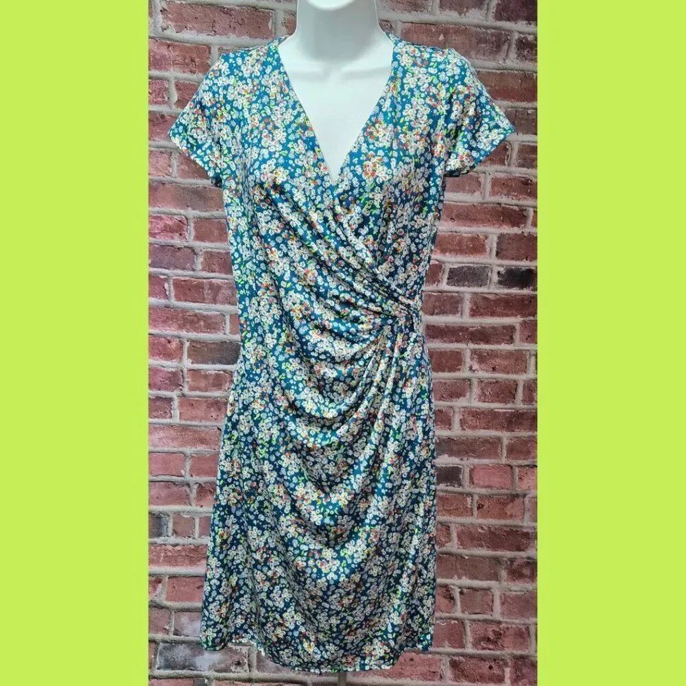 24seven Comfort Apparel Faux Wrap Floral Dress – Women’s Size Small – NEW